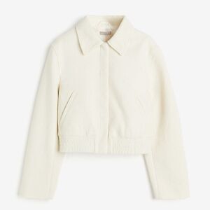 H&M BOUCLÉ Bomber JACKET in Ivory